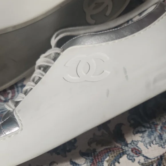 CHANEL Women's Metallic Silver Sneakers - Picture 13 of 17